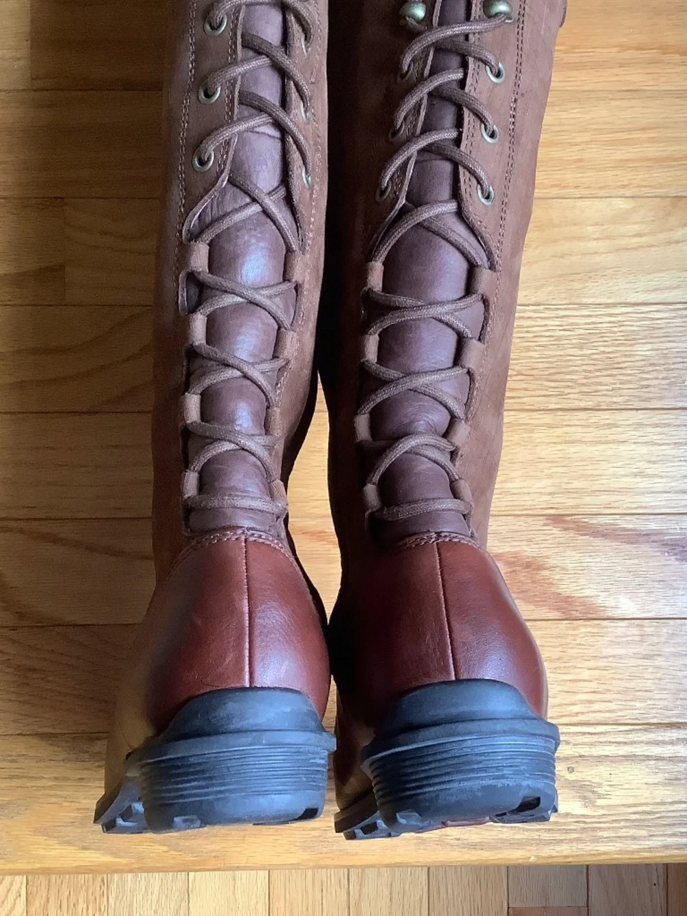 UGG Smithfield Brown Suede Leather Lace Up Winter Riding Boots SZ 9